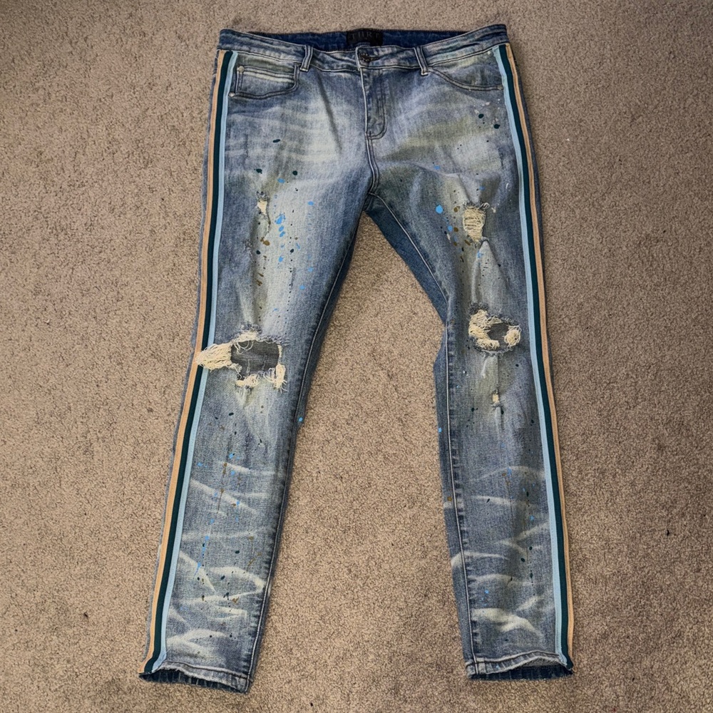 THRT  Blue Distressed Men's Jeans